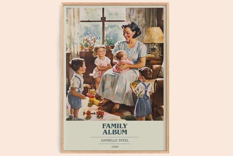 Family Album book cover book poster by Danielle Steel – framed literary art print