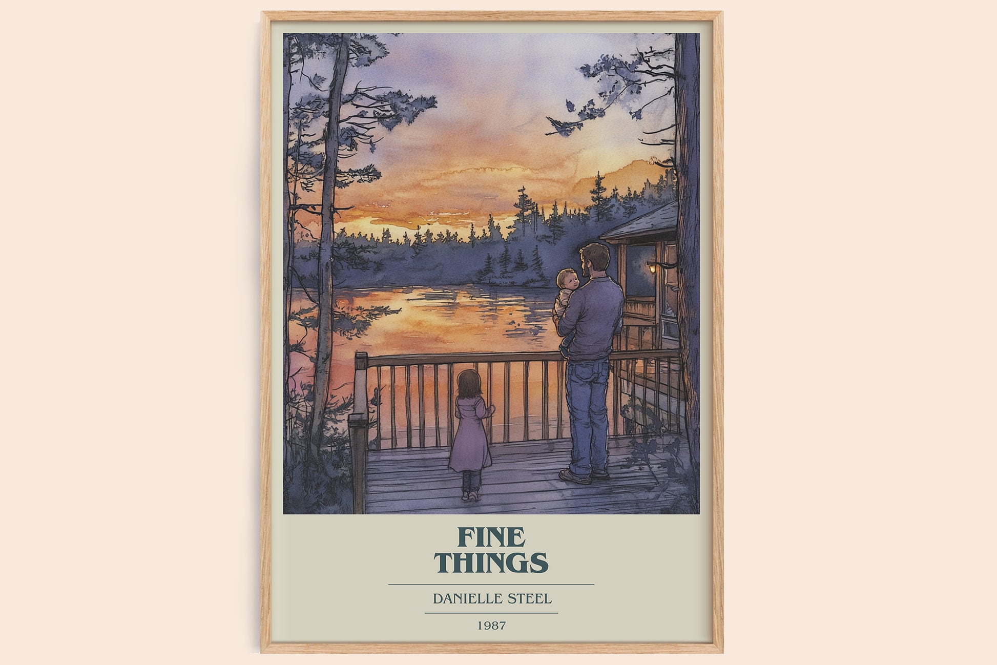 Fine Things book cover book poster by Danielle Steel – framed literary art print