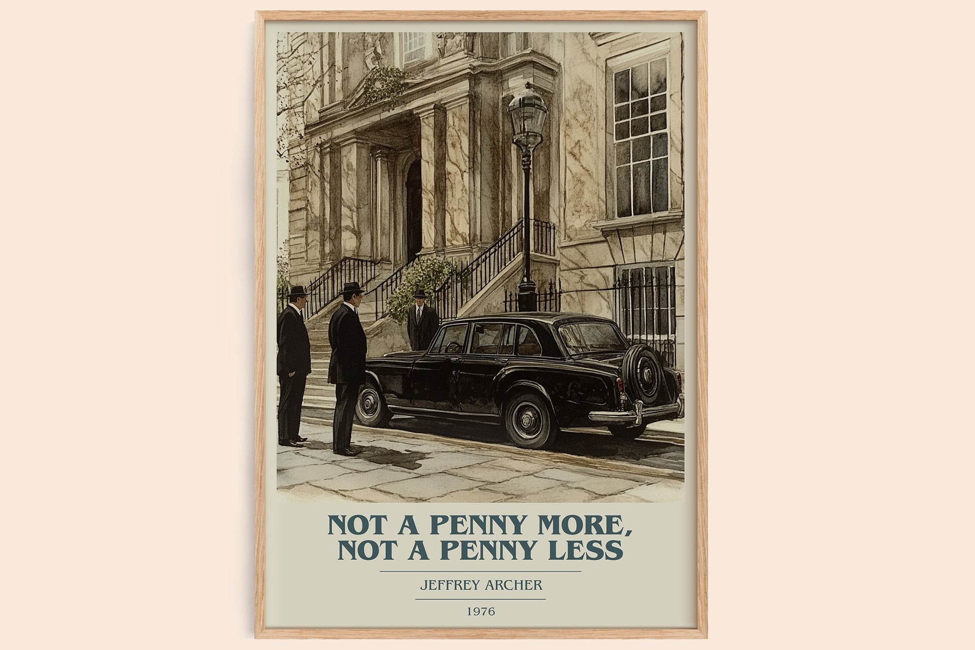 Not a Penny More, Not a Penny Less book cover book poster by Jeffrey Archer – framed literary art print
