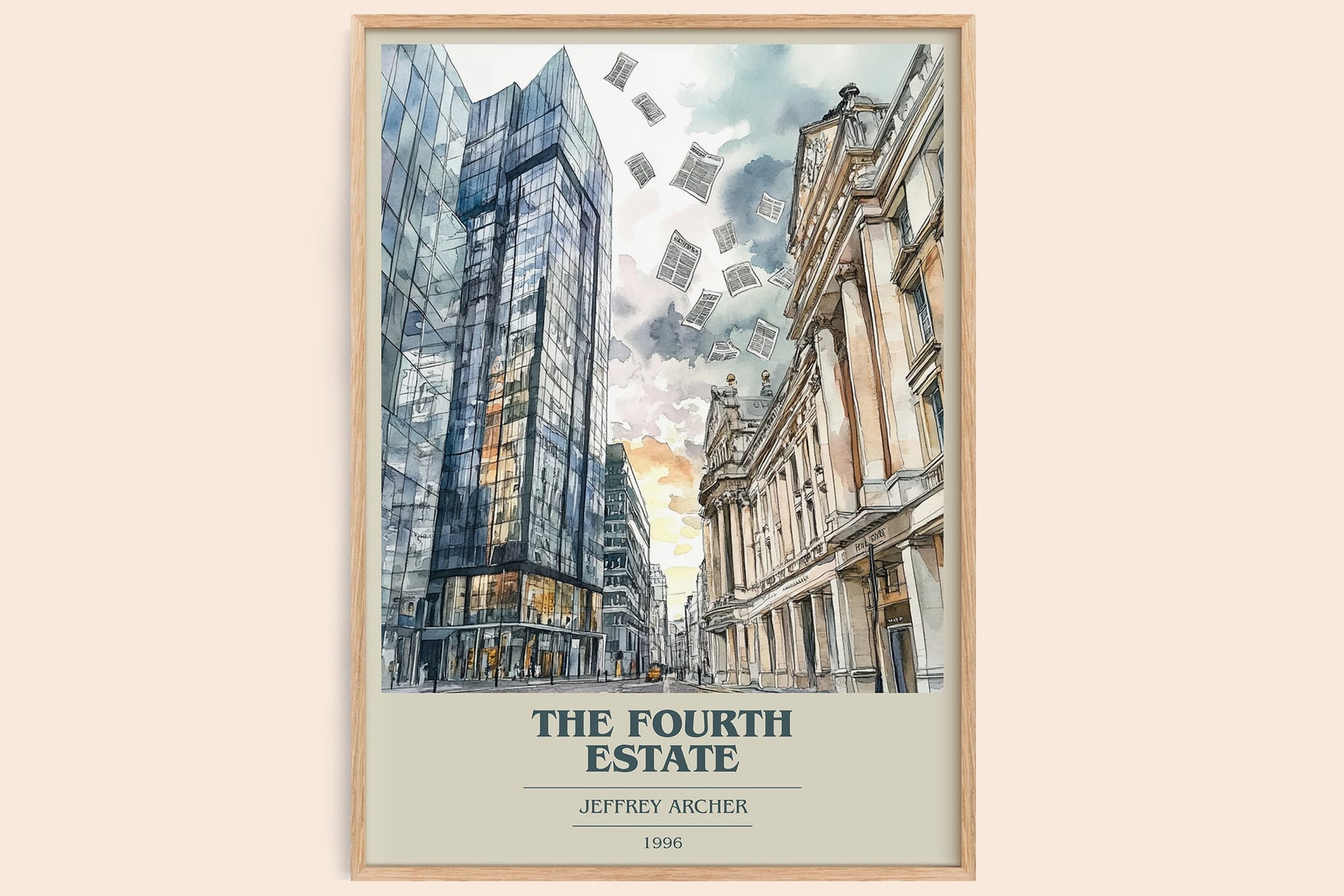 The Fourth Estate book cover book poster by Jeffrey Archer – framed literary art print