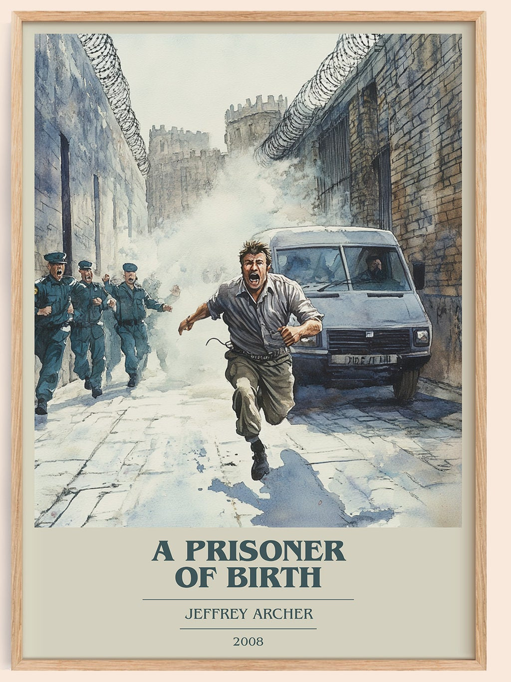 A Prisoner of Birth book cover book poster by Jeffrey Archer – framed literary art print