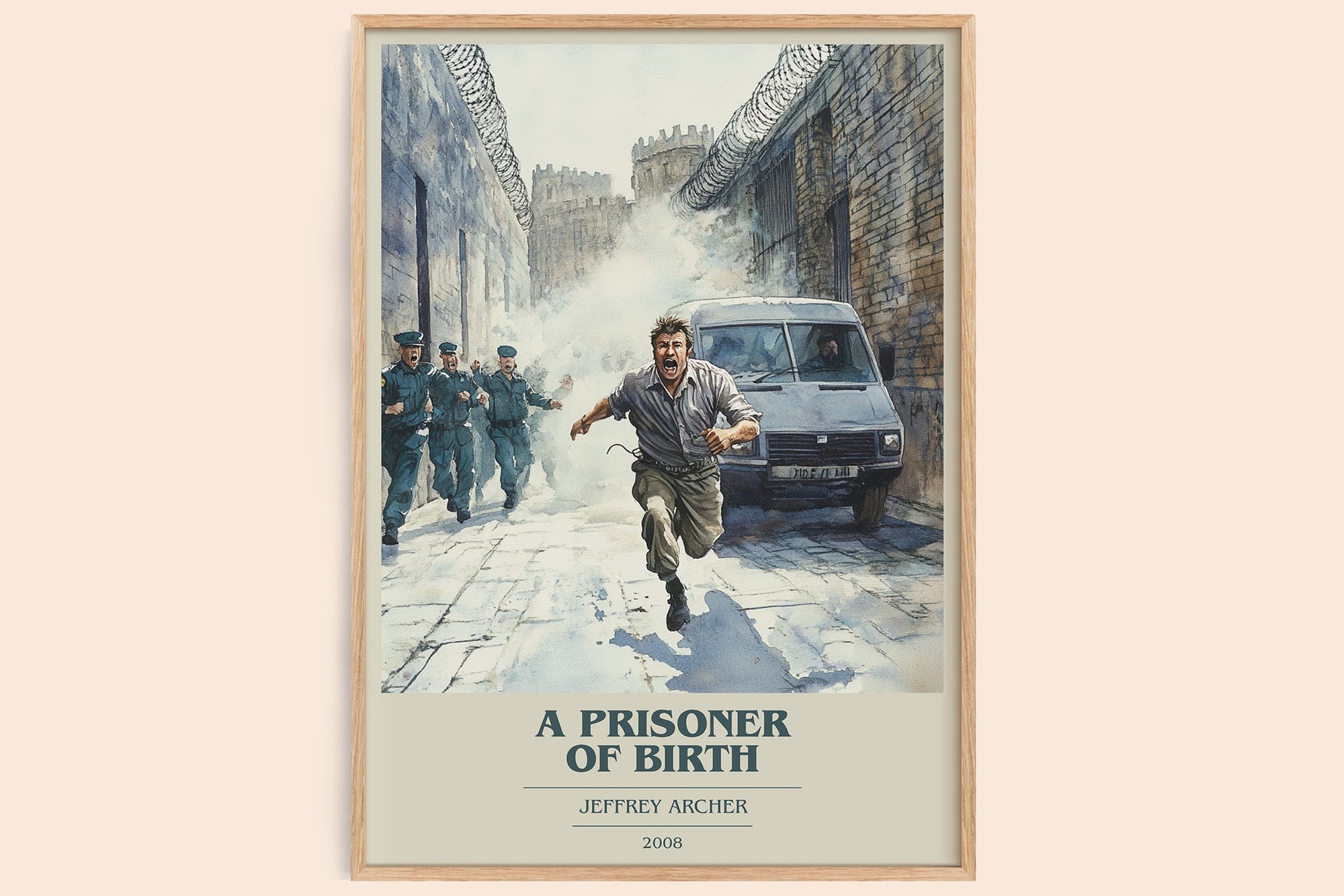 A Prisoner of Birth book cover book poster by Jeffrey Archer – framed literary art print