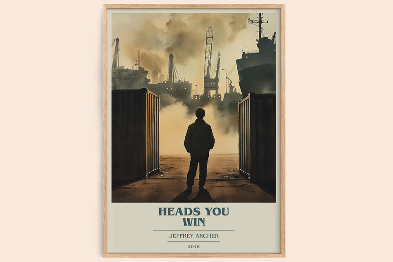 Heads You Win book cover book poster by Jeffrey Archer – framed literary art print