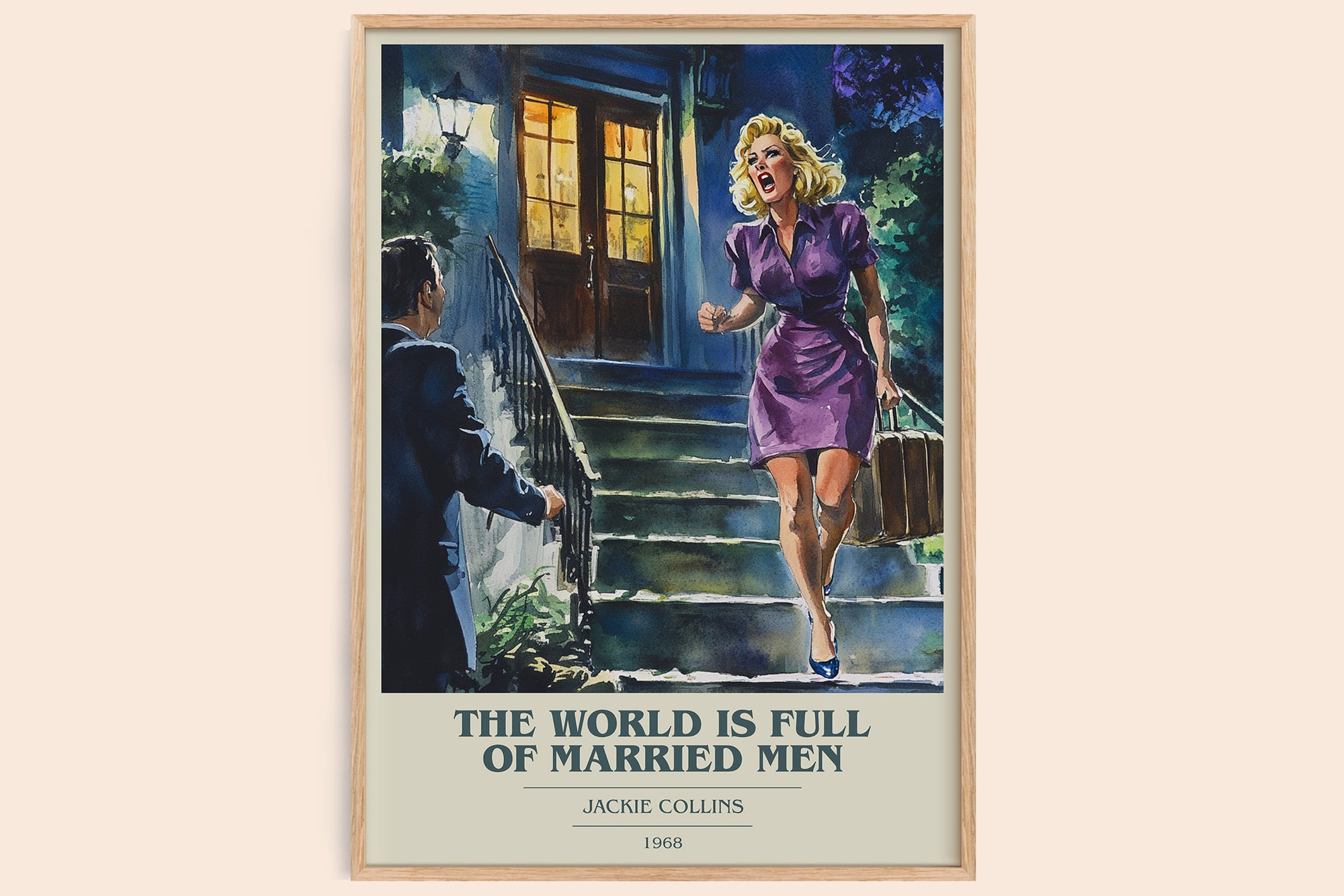 The World is Full of Married Men book cover book poster by Jackie Collins – framed literary art print