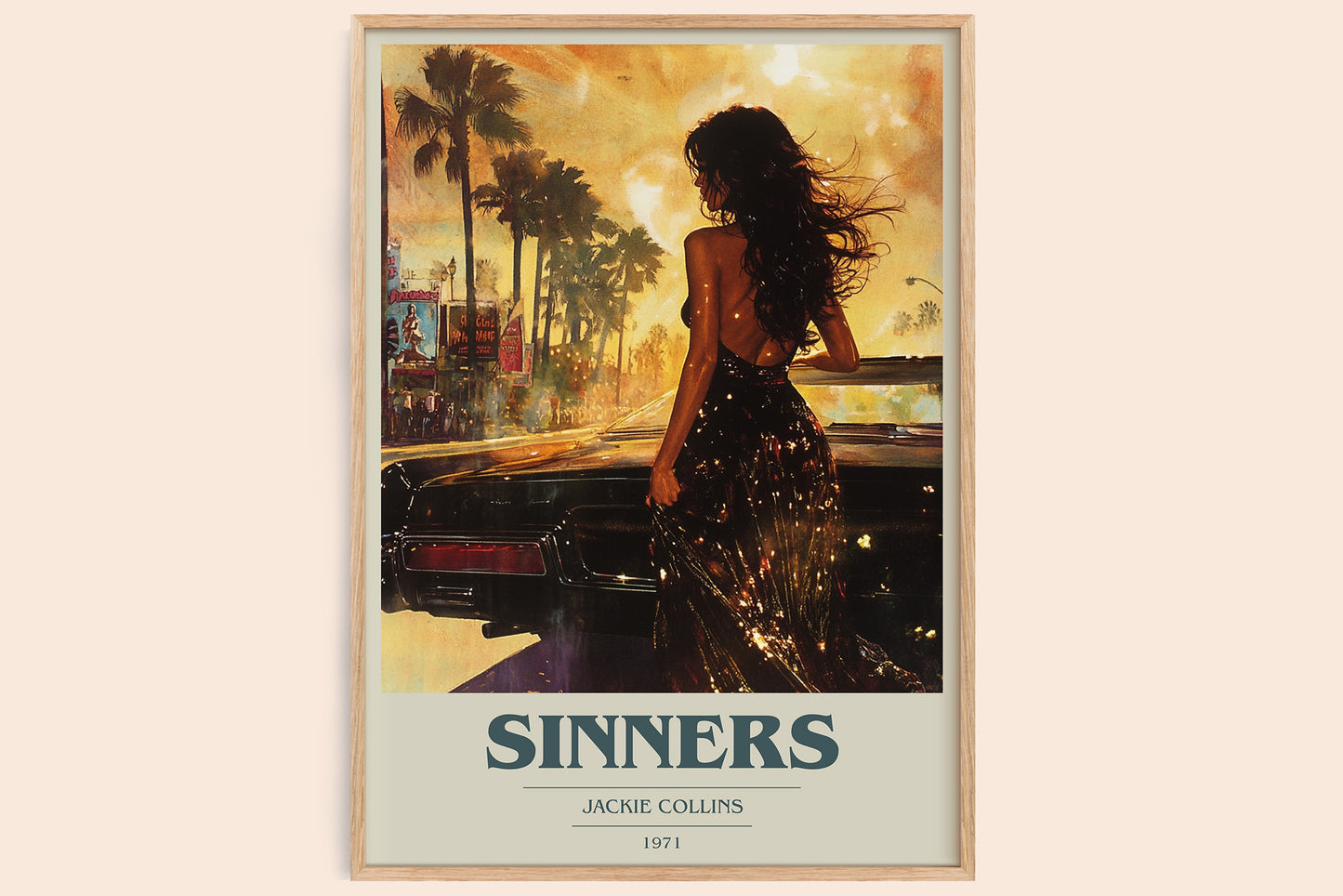Sinners book cover book poster by Jackie Collins – framed literary art print