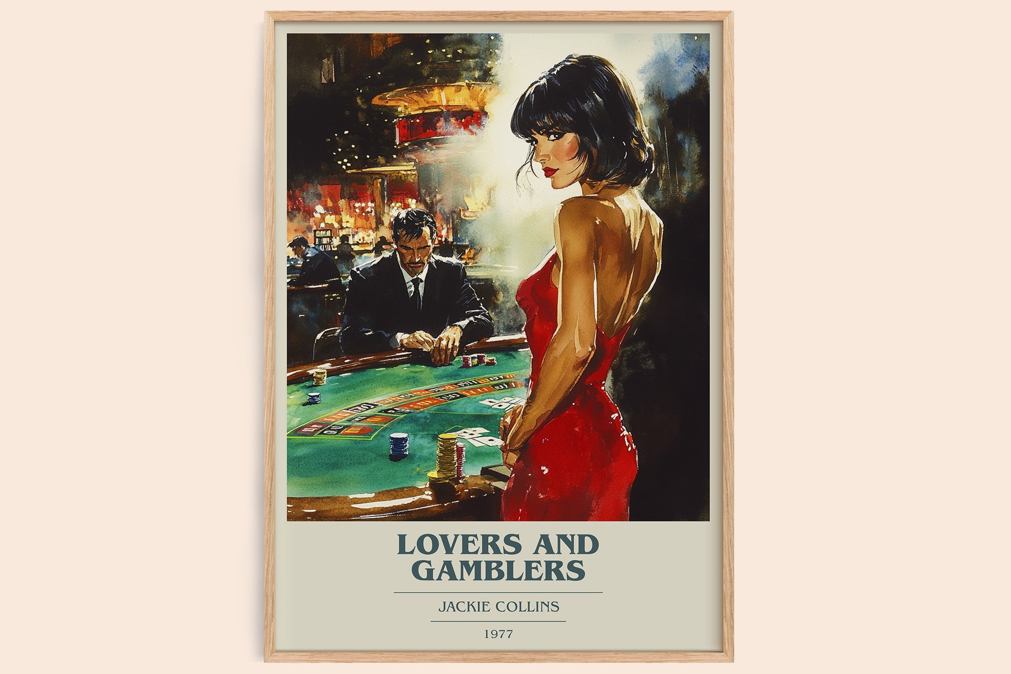 Lovers and Gamblers book cover book poster by Jackie Collins – framed literary art print