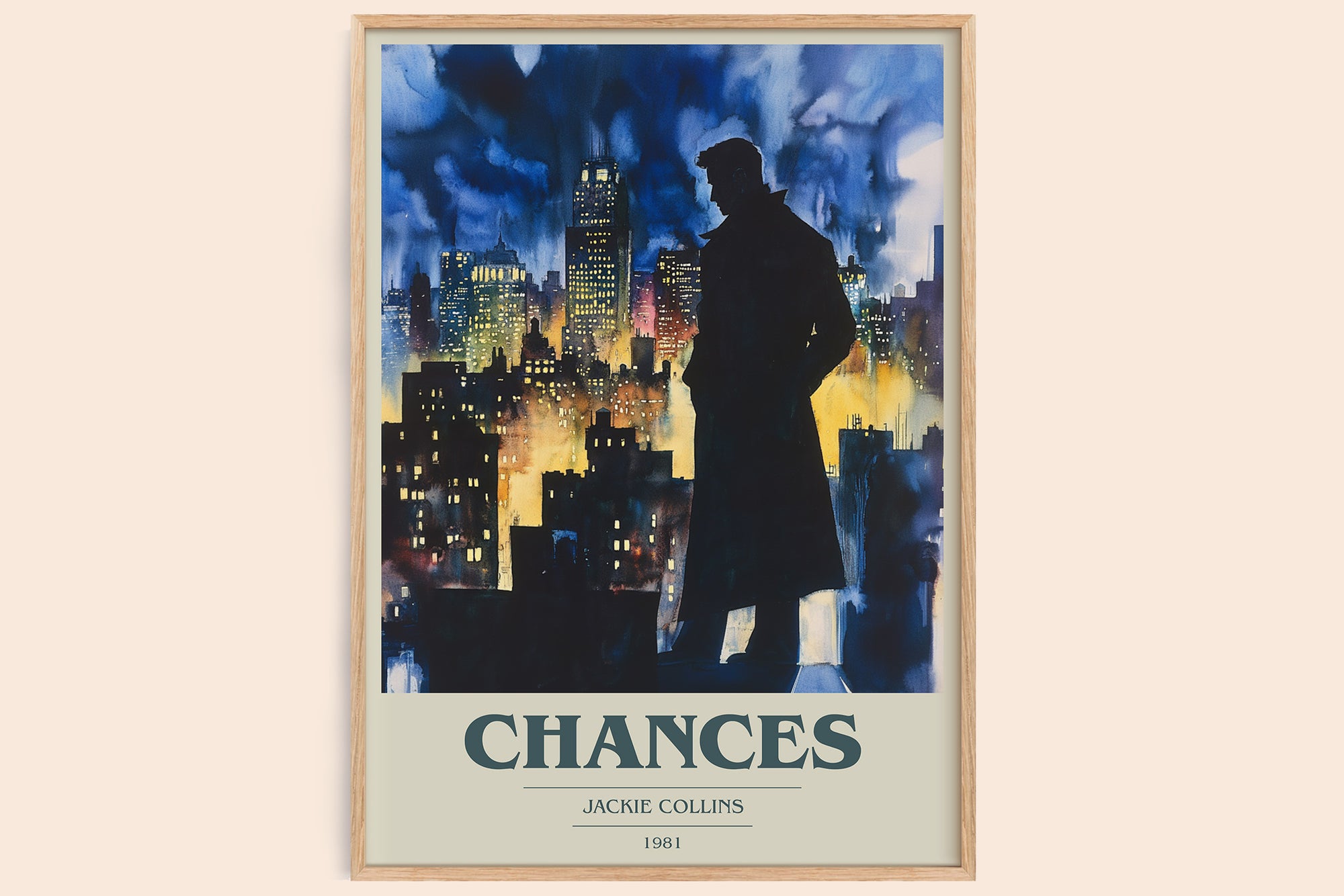 Chances book cover book poster by Jackie Collins – framed literary art print