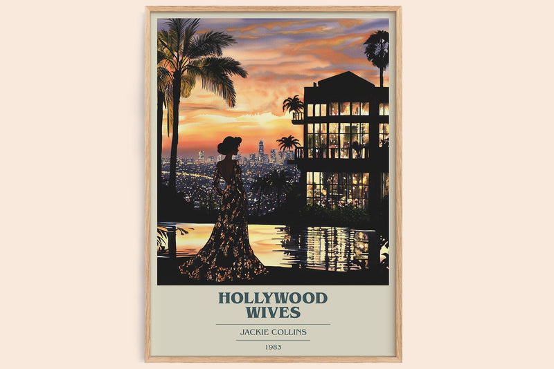 Hollywood Wives book cover book poster by Jackie Collins – framed literary art print