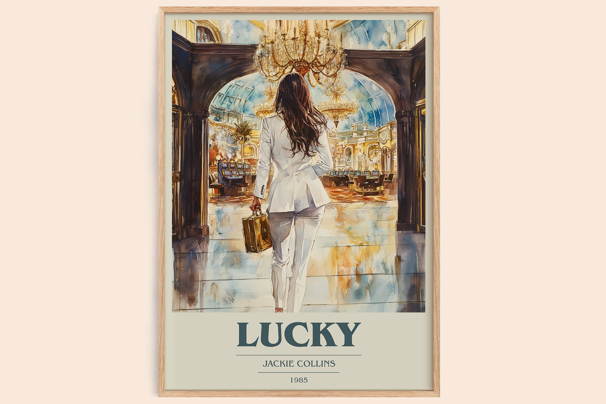 Lucky book cover book poster by Jackie Collins – framed literary art print