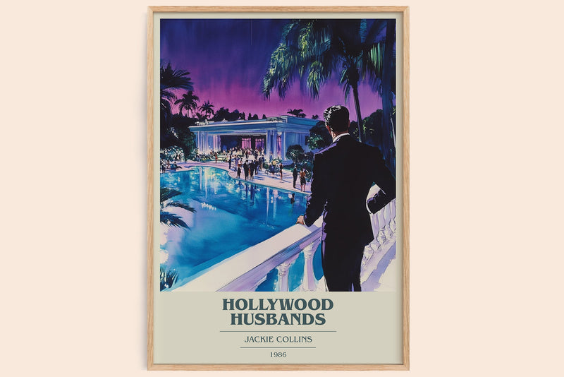 Hollywood Husbands book cover book poster by Jackie Collins – framed literary art print