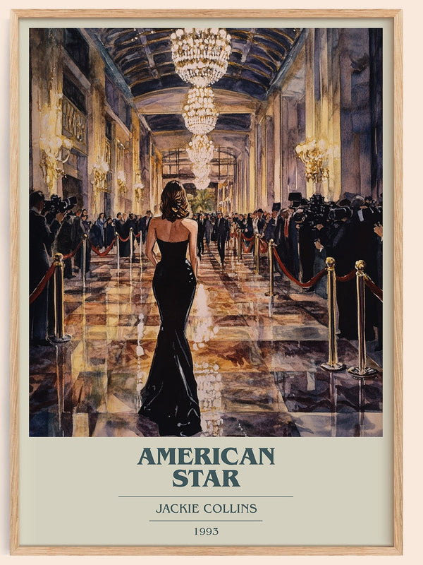 American Star book cover book poster by Jackie Collins – framed literary art print