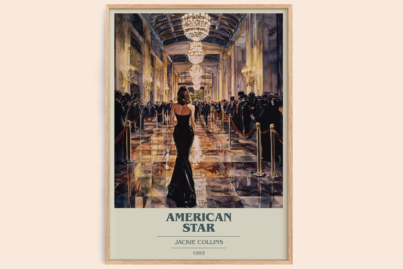 American Star book cover book poster by Jackie Collins – framed literary art print