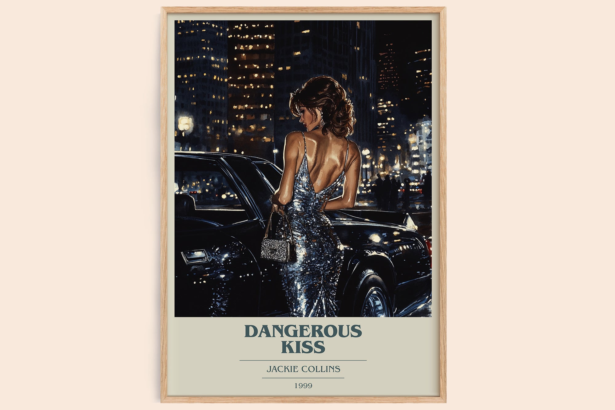 Dangerous Kiss book cover book poster by Jackie Collins – framed literary art print