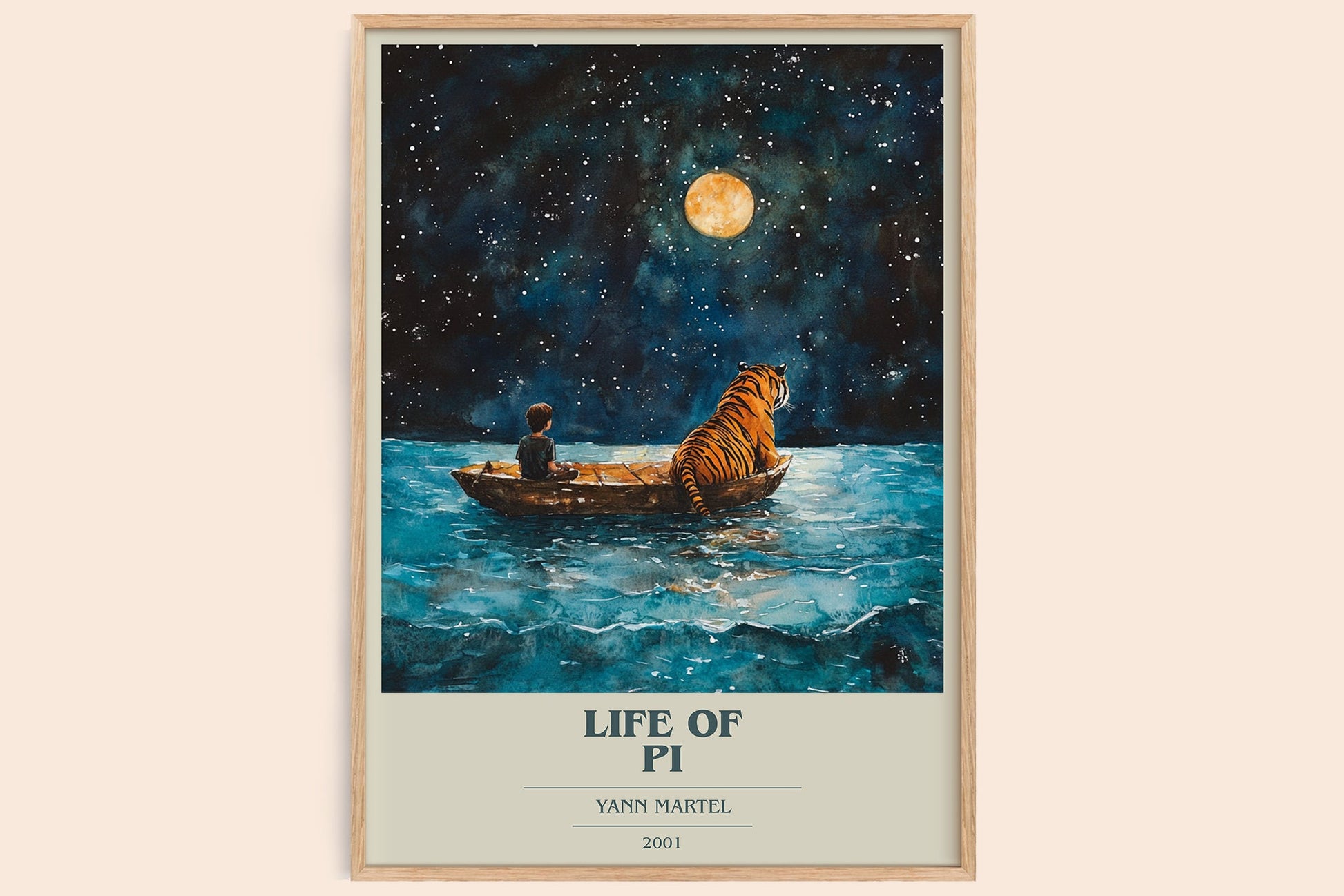 Life of Pi book cover book poster by Yann Martel – framed literary art print