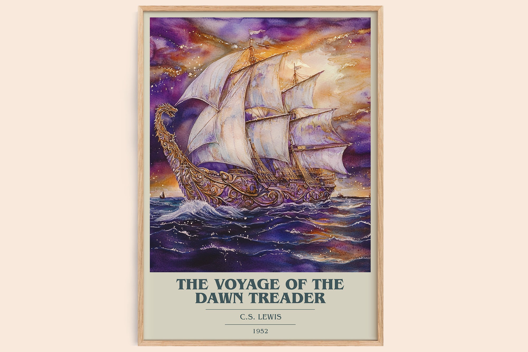 The Voyage of the Dawn Treader book cover book poster by C. S. Lewis – framed literary art print
