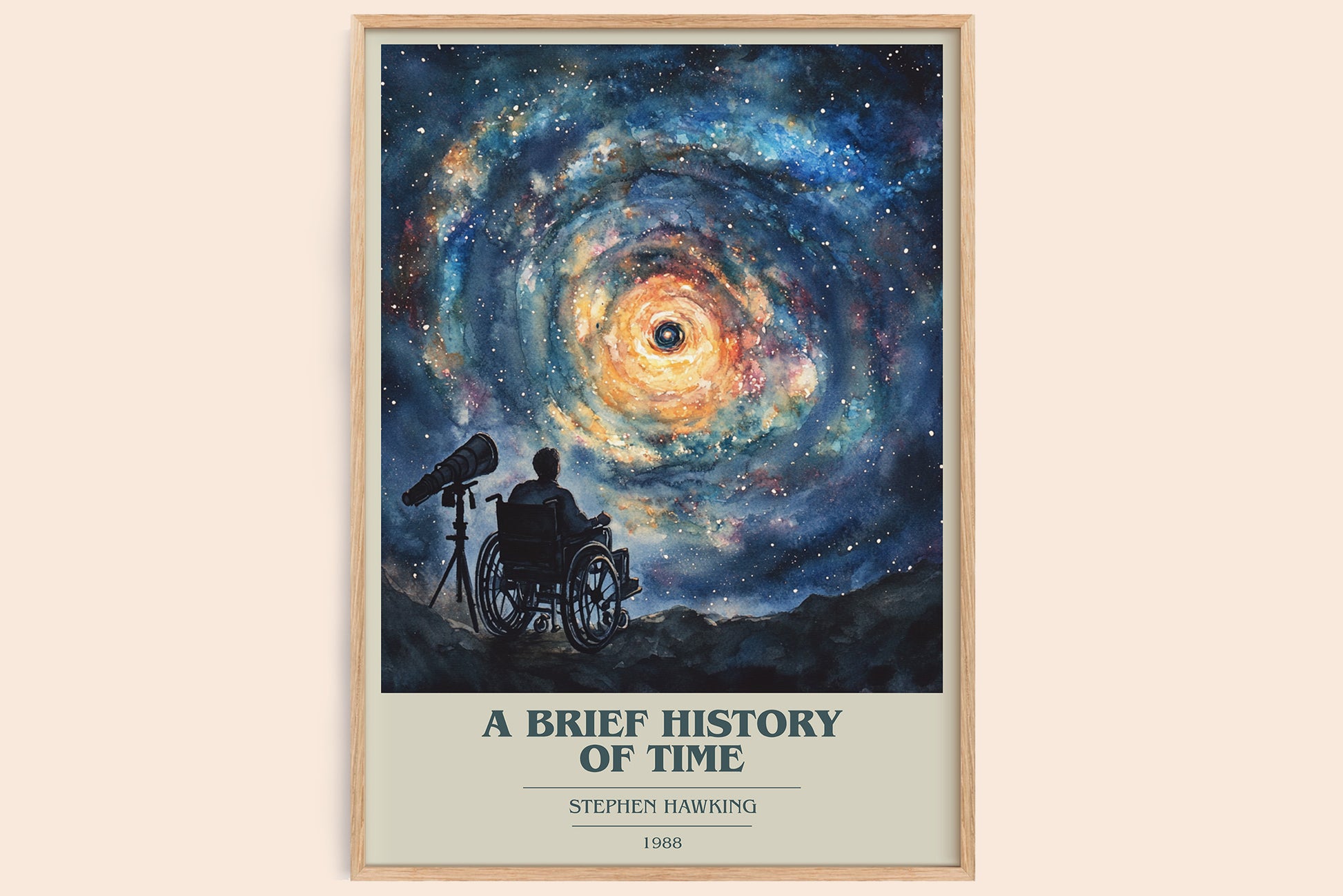 A Brief History of Time book cover book poster by Stephen Hawking – framed literary art print
