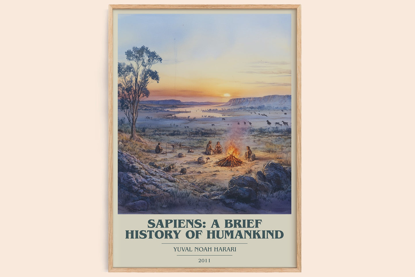 Sapiens: A Brief History of Humankind book cover book poster by Yuval Noah Harari – framed literary art print