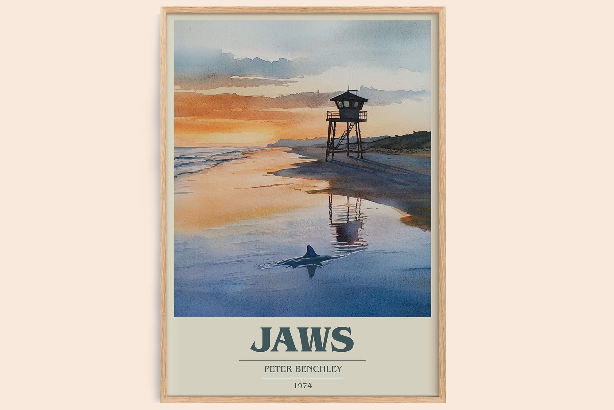Jaws book cover book poster by Peter Benchley – framed literary art print