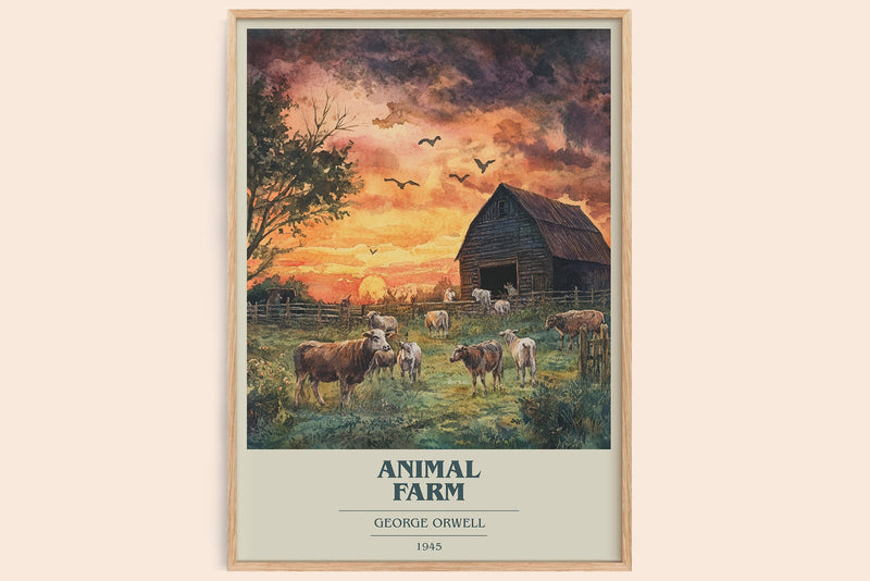 Animal Farm book cover book poster by George Orwell – framed literary art print