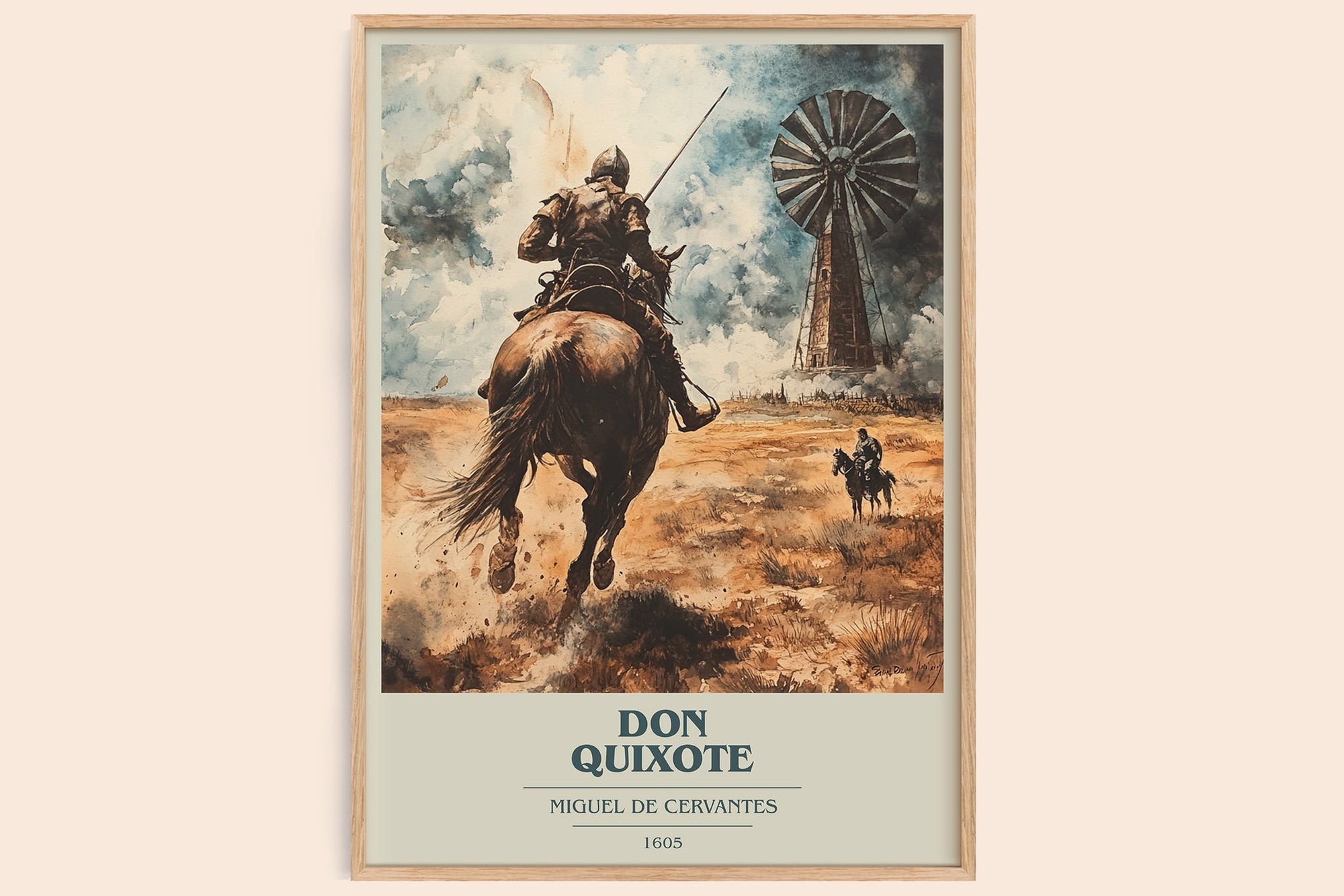 Don Quixote book cover book poster by Miguel De Cervantes – framed literary art print
