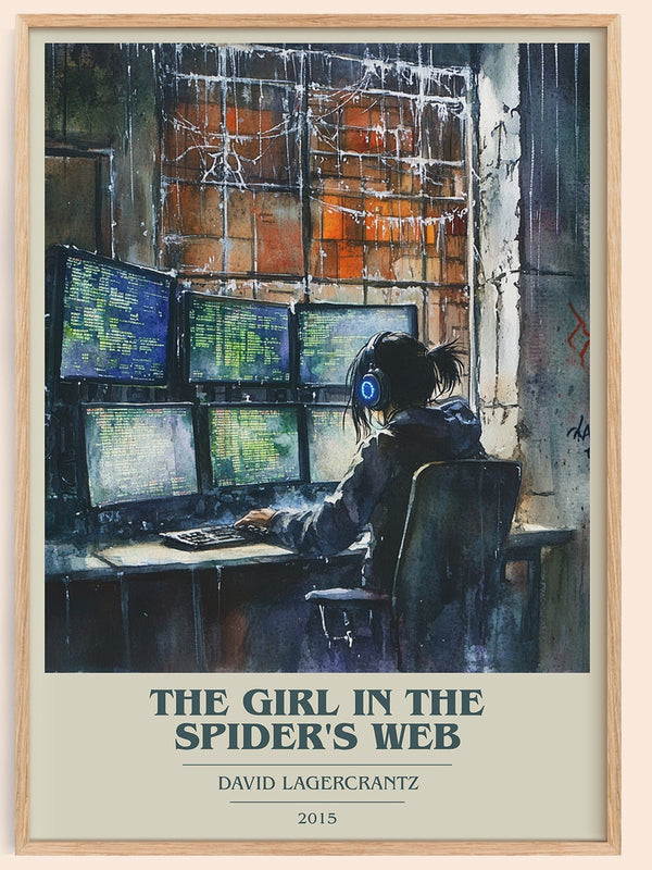 The Girl In The Spider's Web book cover book poster by David Lagercrantz – framed literary art print