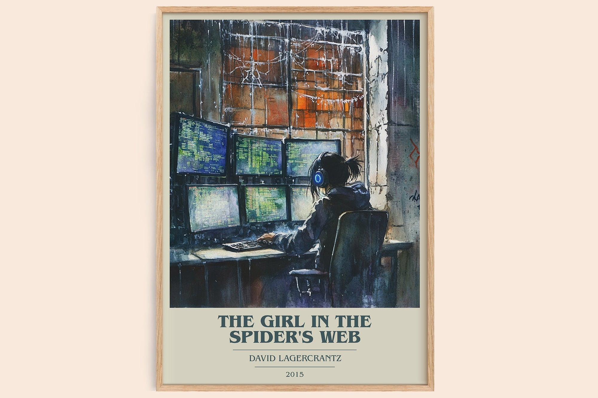 The Girl In The Spider's Web book cover book poster by David Lagercrantz – framed literary art print