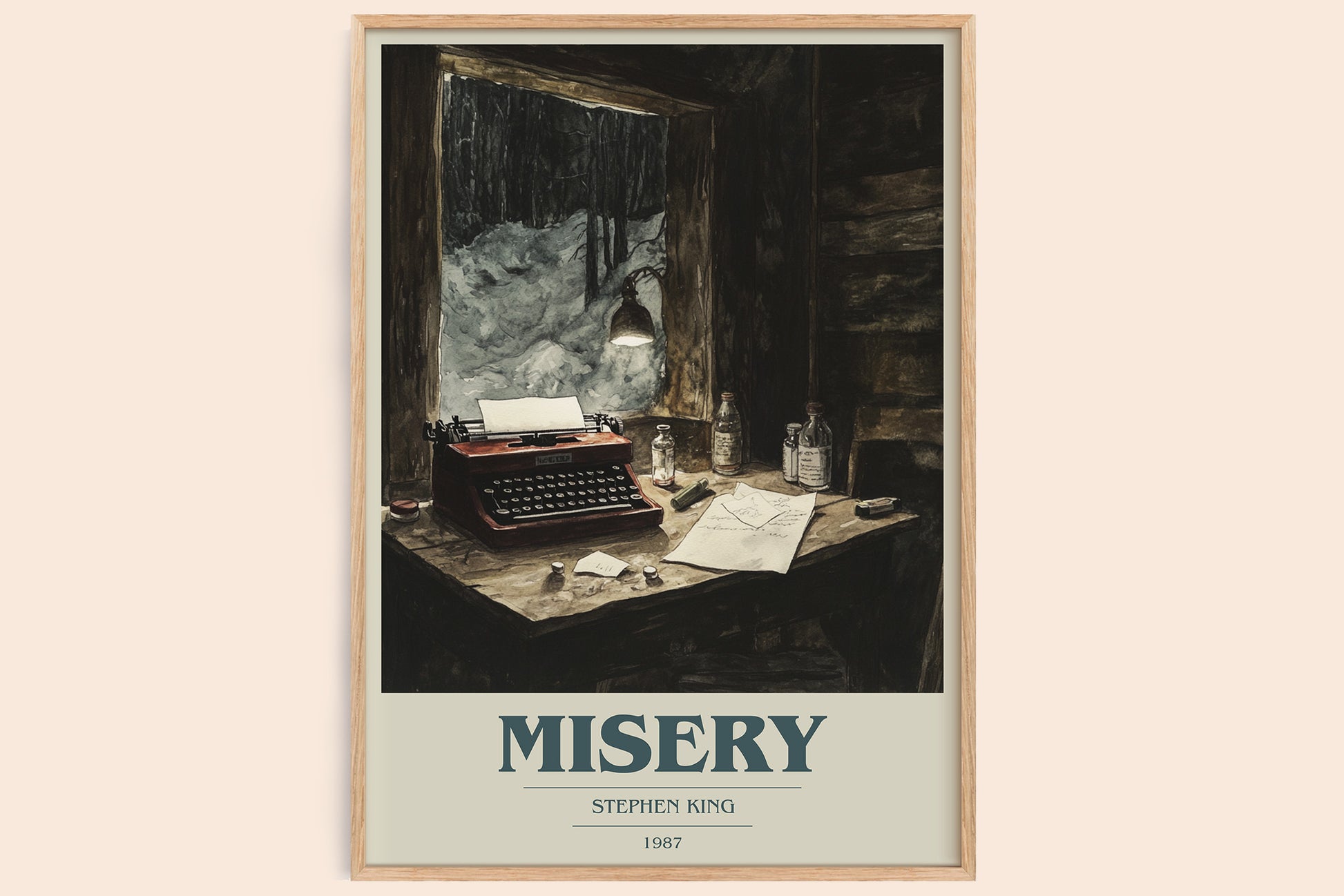 Misery book cover book poster by Stephen King – framed literary art print