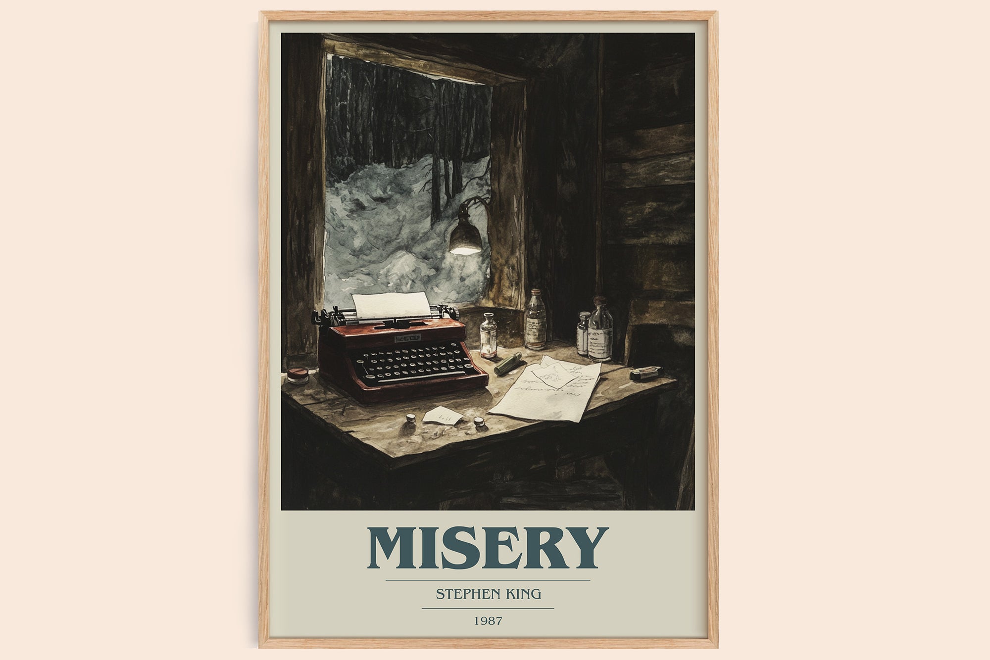 Misery book cover book poster by Stephen King – framed literary art print