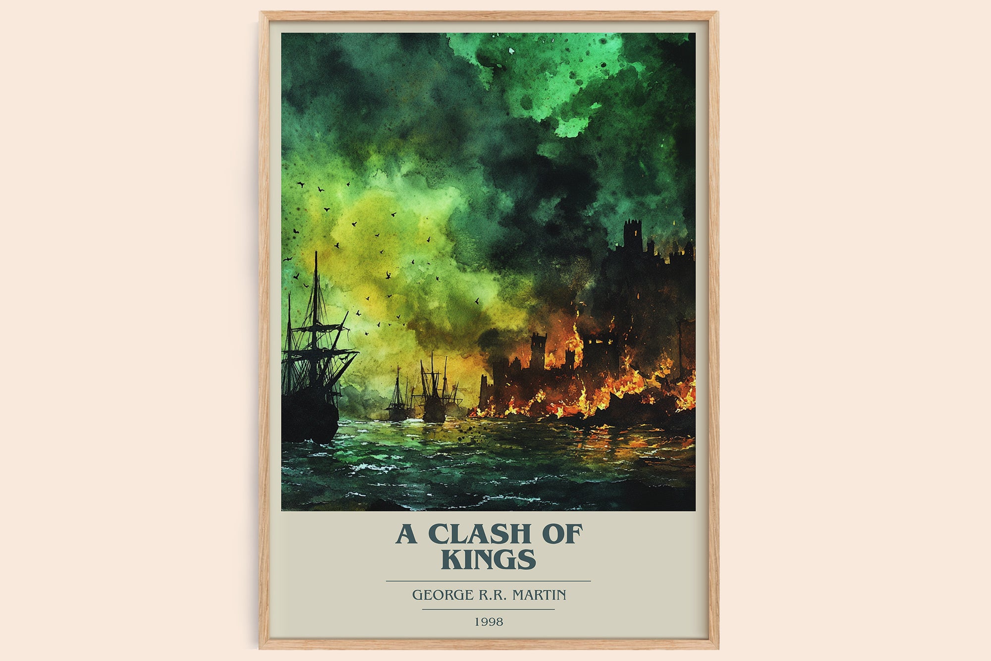 A Clash of Kings book cover book poster by George R. R. Martin – framed literary art print