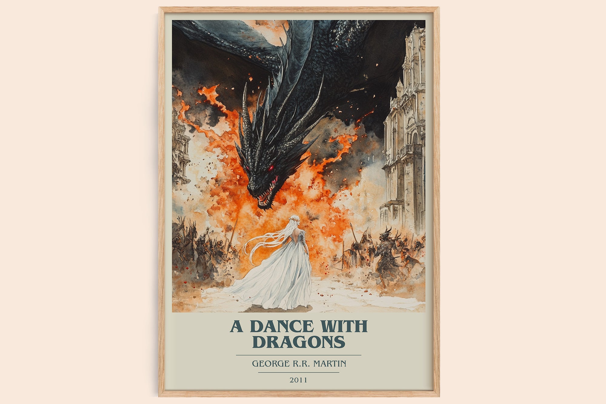 A Dance With Dragons book cover book poster by George R.R. Martin – framed literary art print