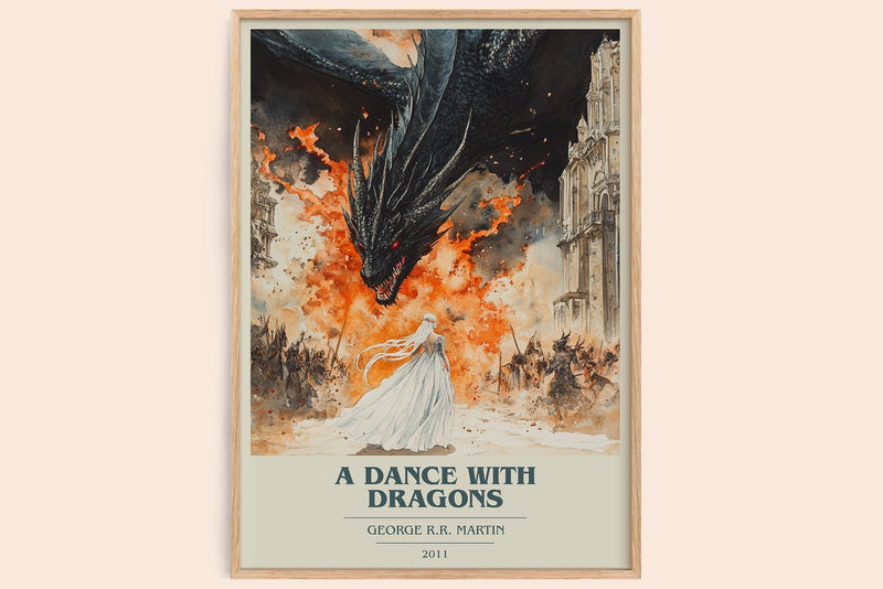A Dance With Dragons book cover book poster by George R.R. Martin – framed literary art print