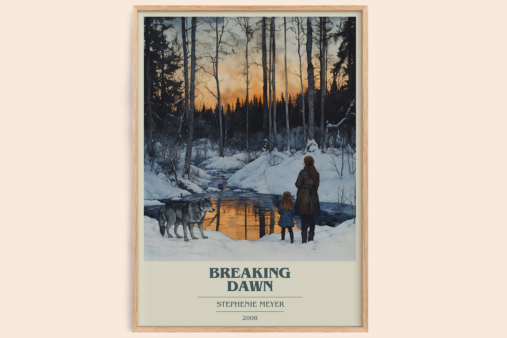 Breaking Dawn book cover book poster by Stephenie Meyer – framed literary art print