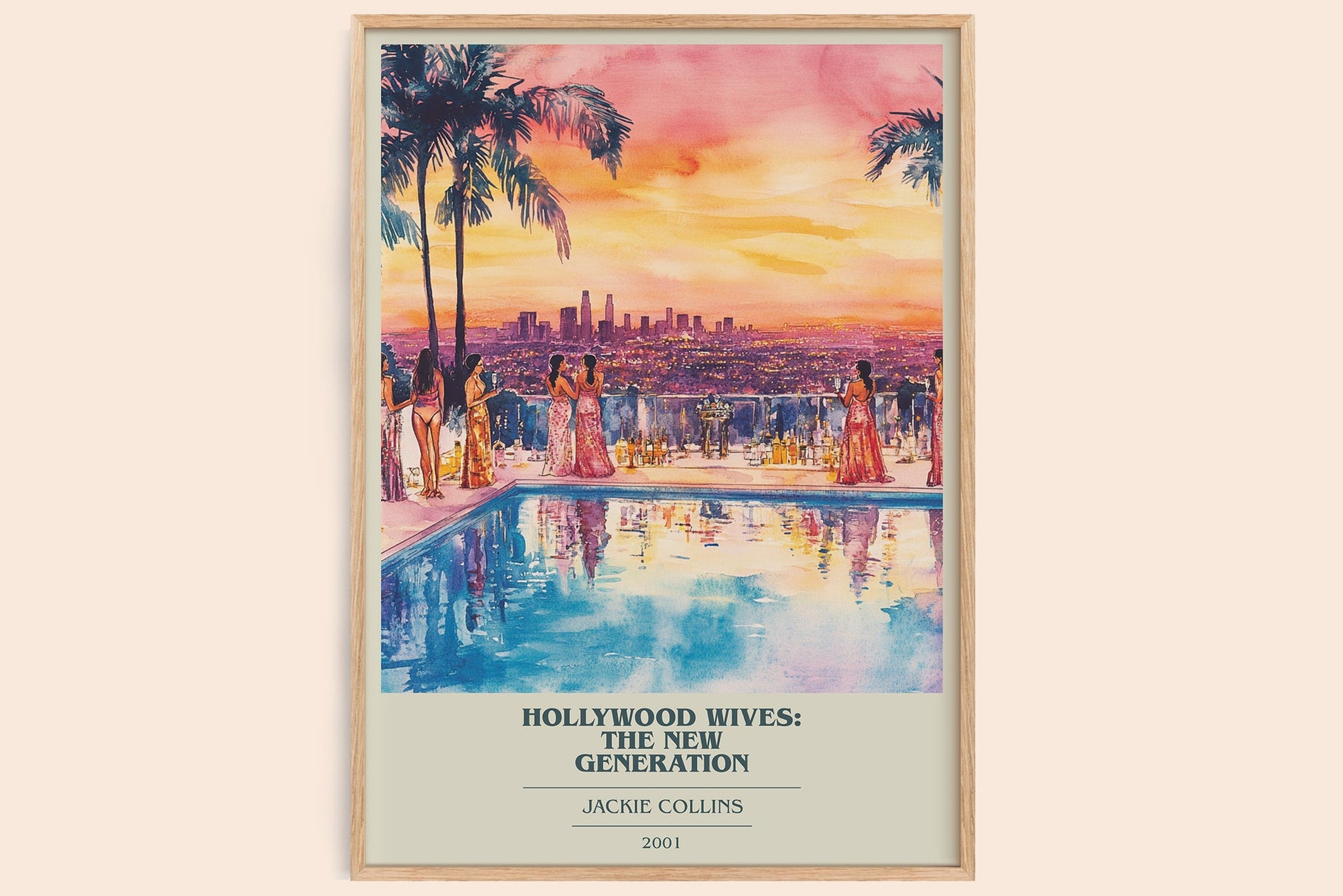 Hollywood Wives: The New Generation book cover book poster by Jackie Collins – framed literary art print