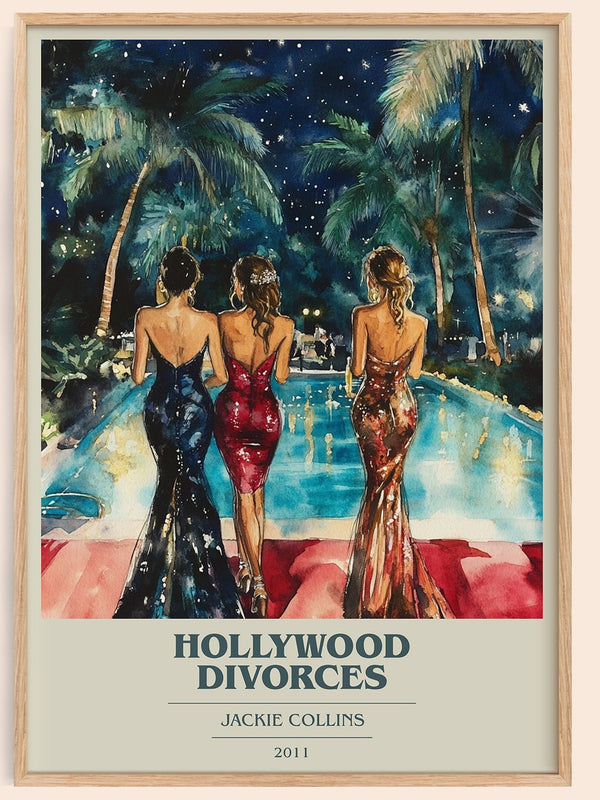Hollywood Divorces book cover book poster by Jackie Collins – framed literary art print
