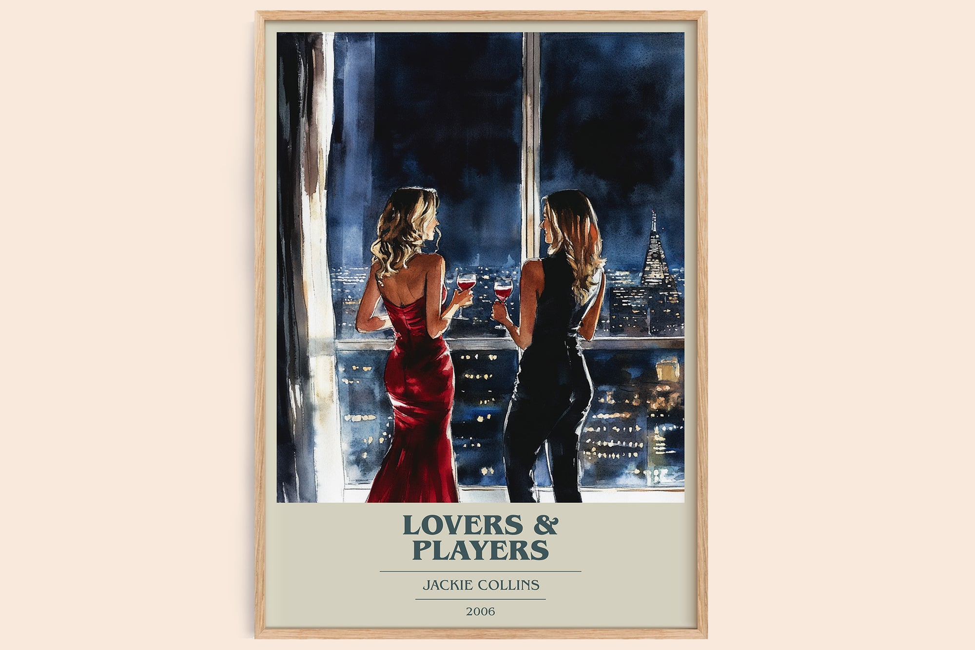 Lovers and Players book cover book poster by Jackie Collins – framed literary art print