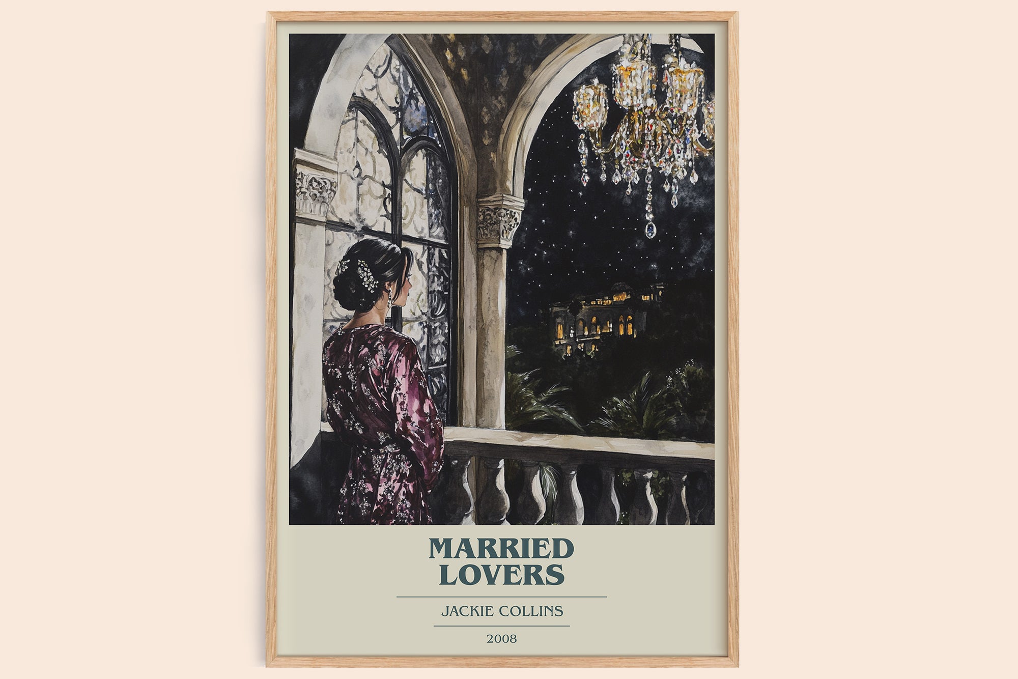 Married Lovers book cover book poster by Jackie Collins – framed literary art print