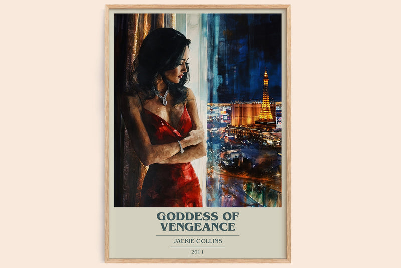 Goddess of Vengeance book cover book poster by Jackie Collins – framed literary art print