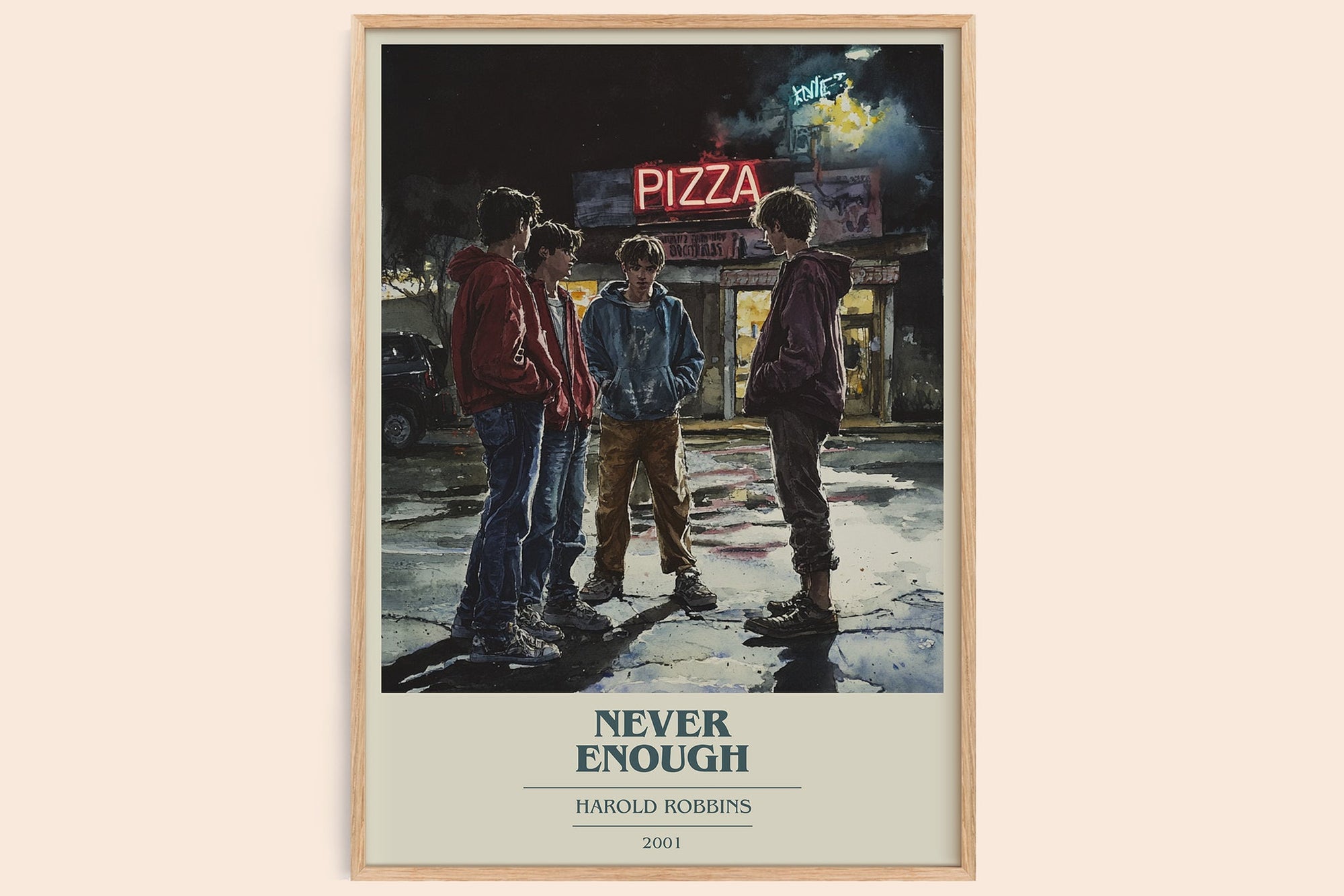 Never Enough book cover book poster by Harold Robbins – framed literary art print