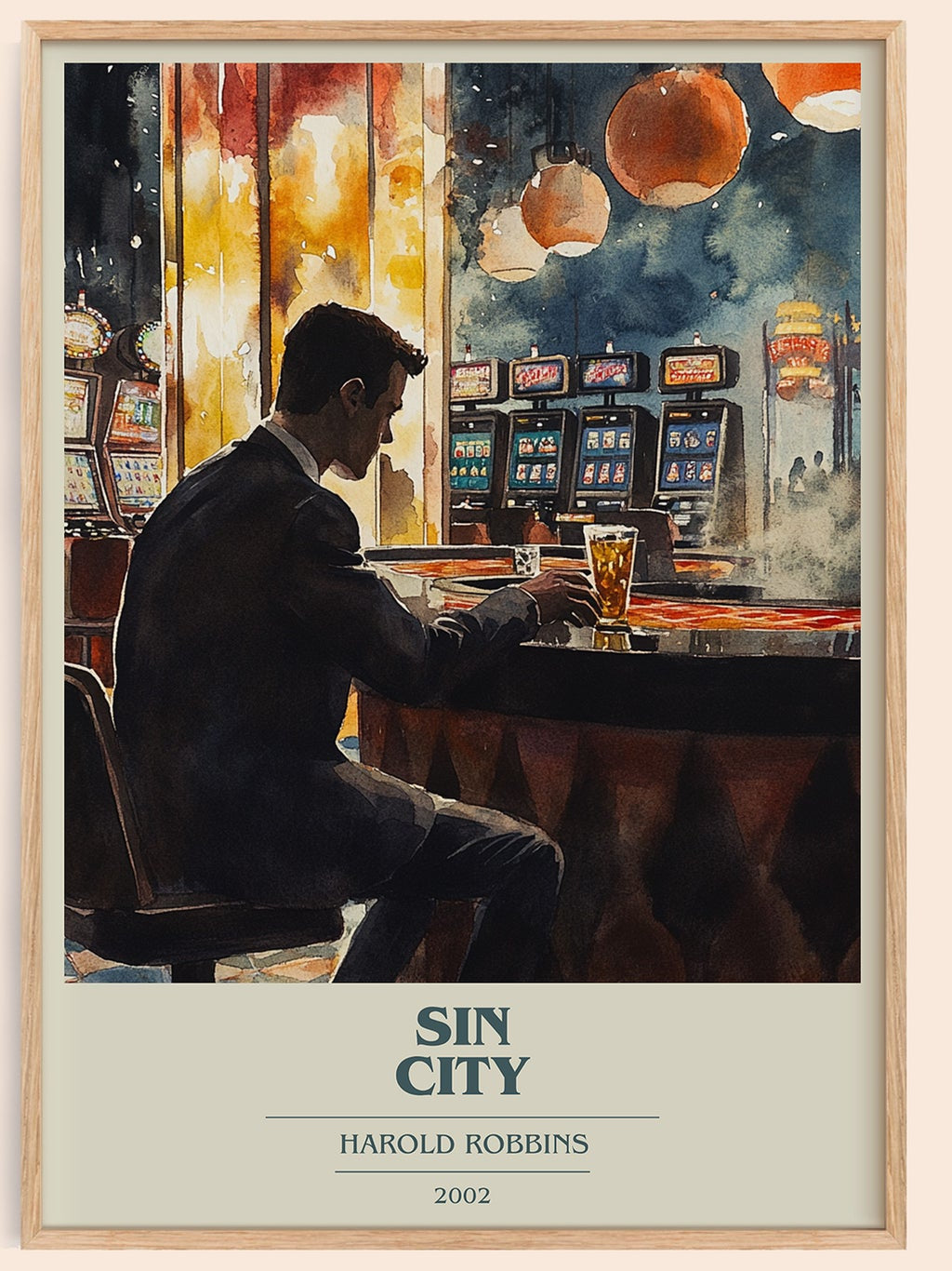 Sin City book cover book poster by Harold Robbins – framed literary art print