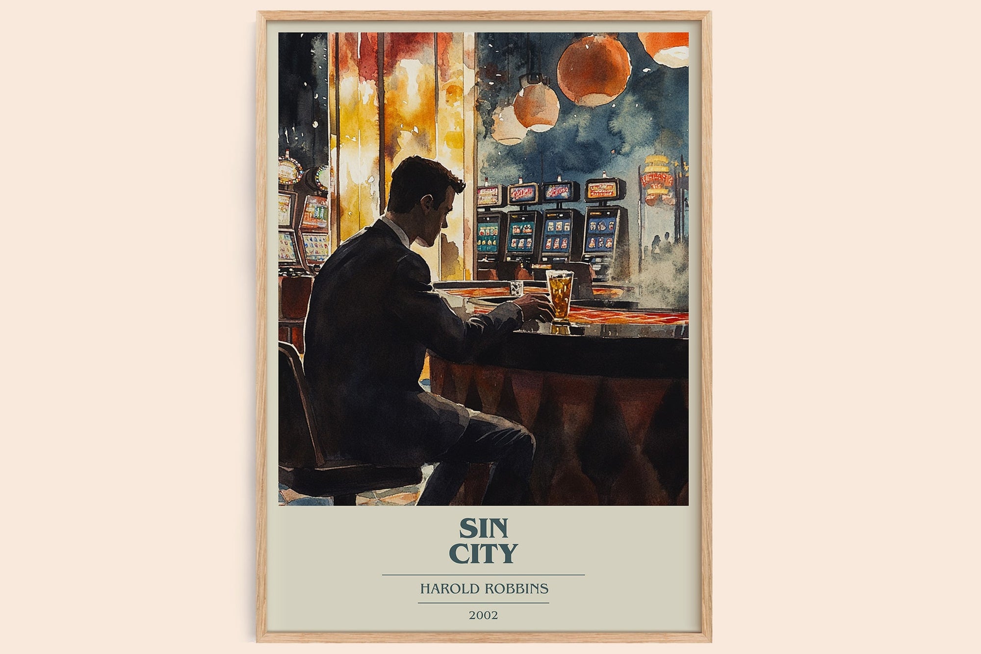 Sin City book cover book poster by Harold Robbins – framed literary art print