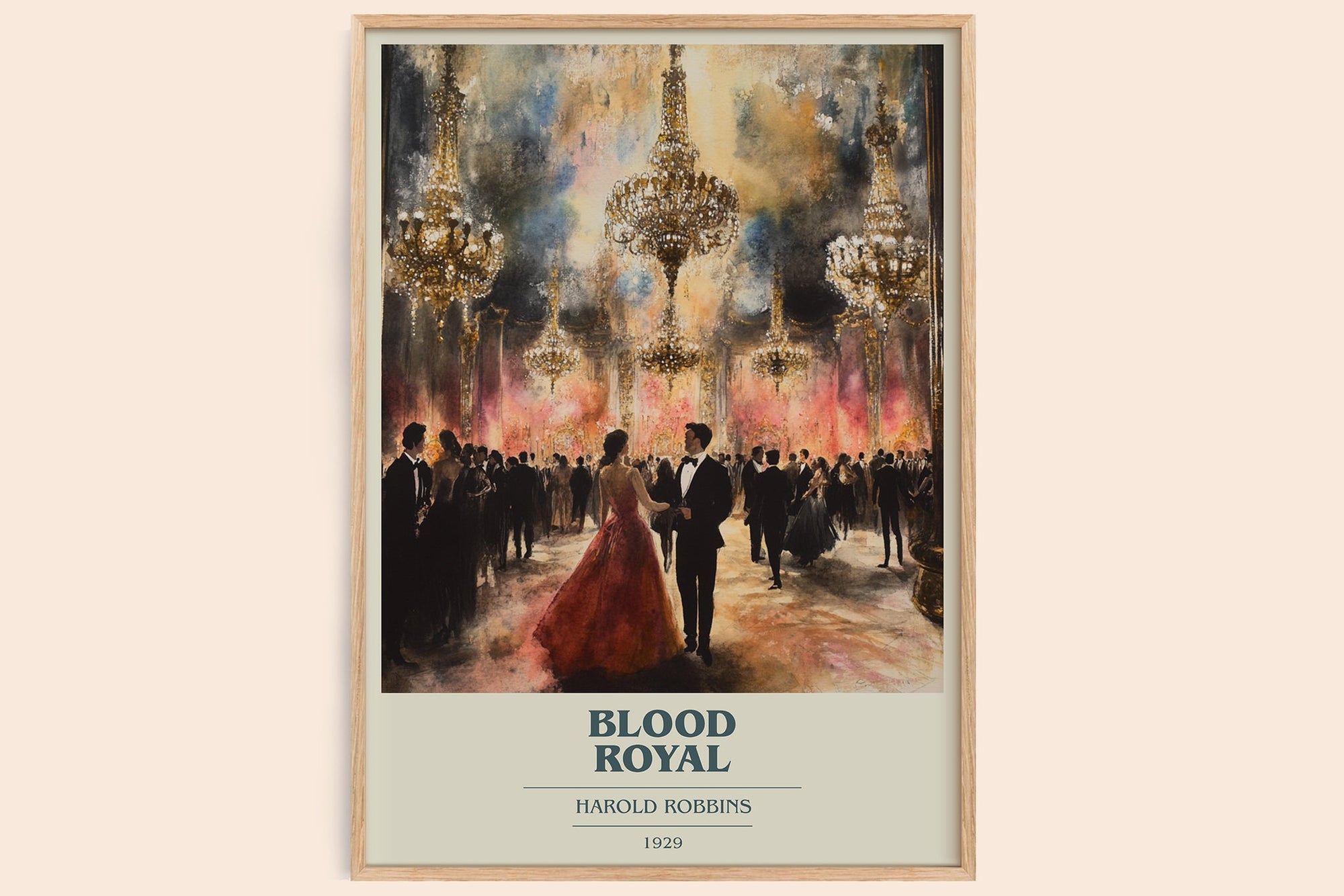 Blood Royal book cover book poster by Harold Robbins – framed literary art print