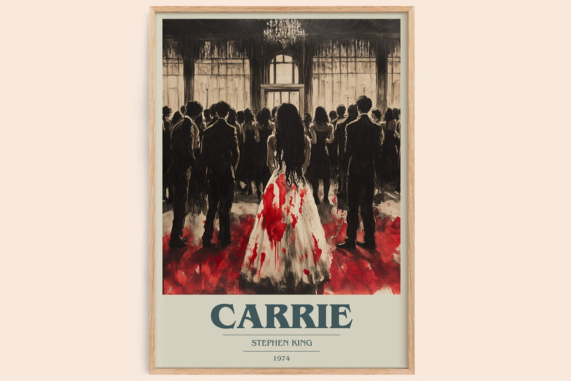 Carrie book cover book poster by Stephen King – framed literary art print