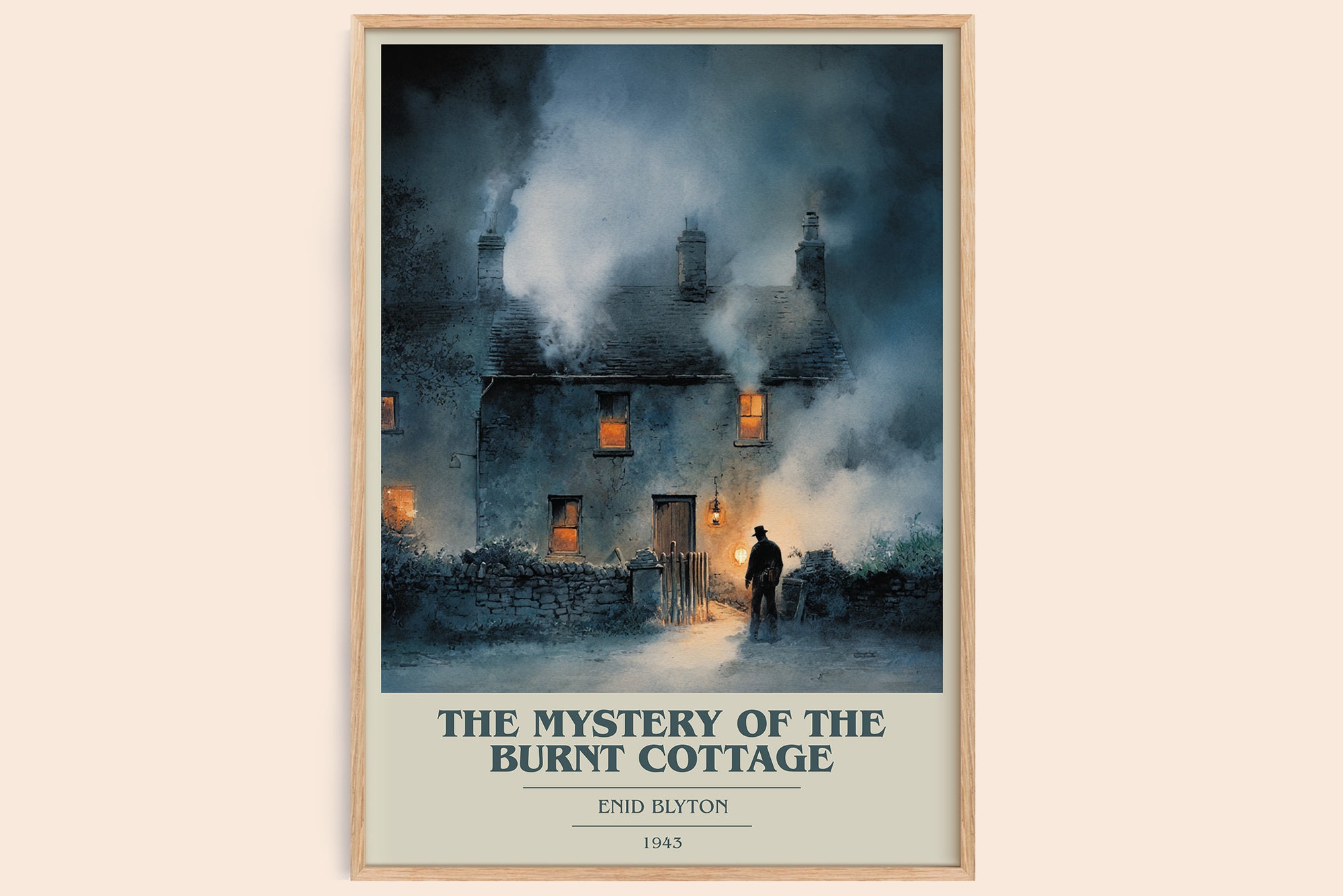 The Mystery of the Burnt Cottage book cover book poster by Enid Blyton – framed literary art print