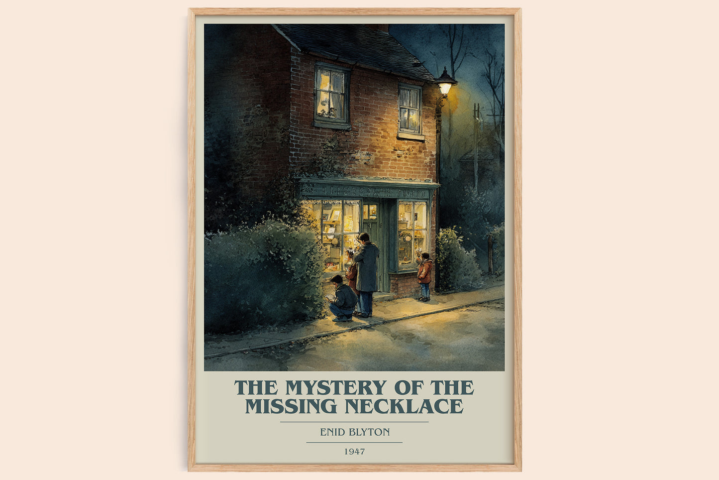 The Mystery Of The Missing Necklace book cover book poster by Enid Blyton – framed literary art print