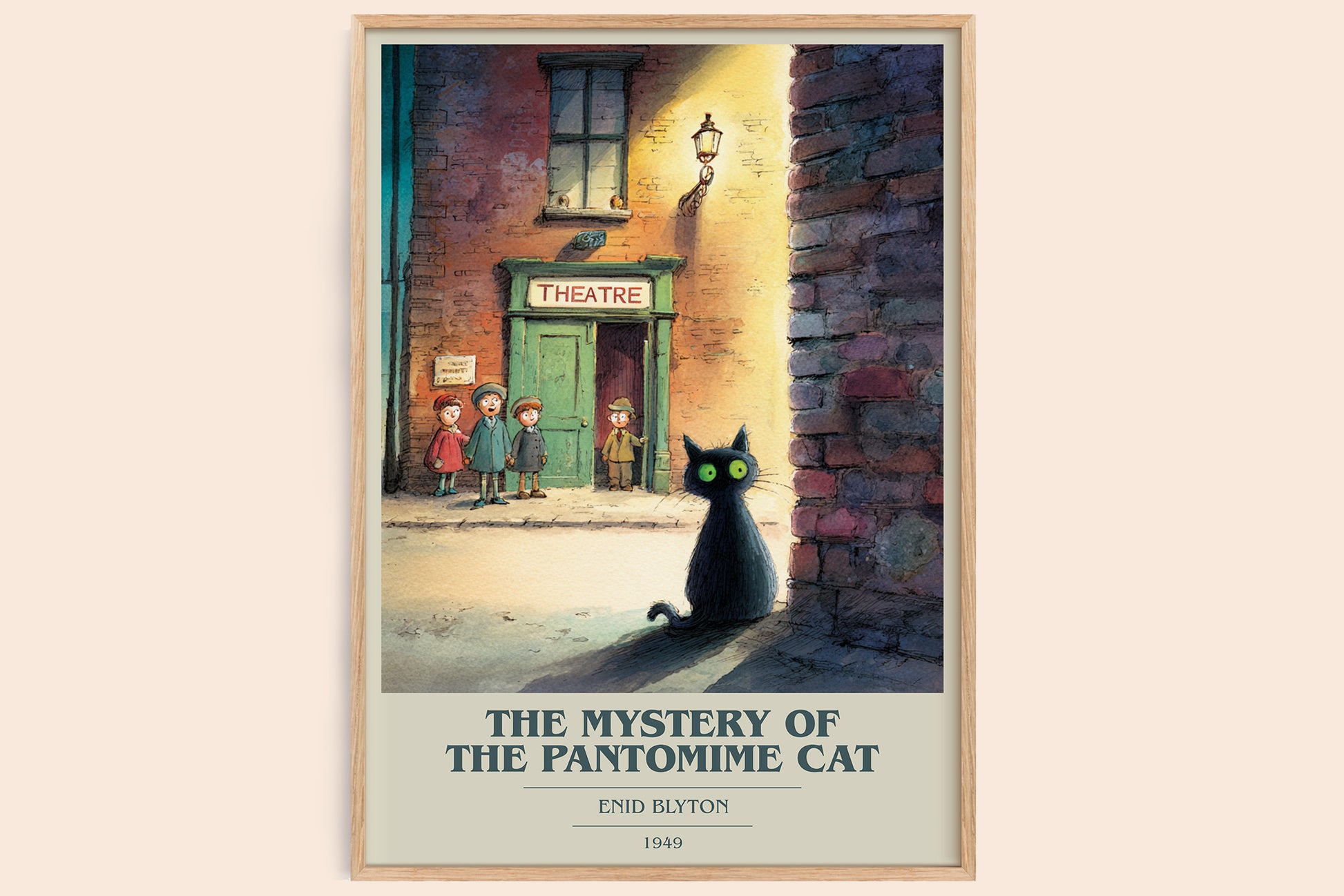 The Mystery of the Pantomime Cat book cover book poster by Enid Blyton – framed literary art print