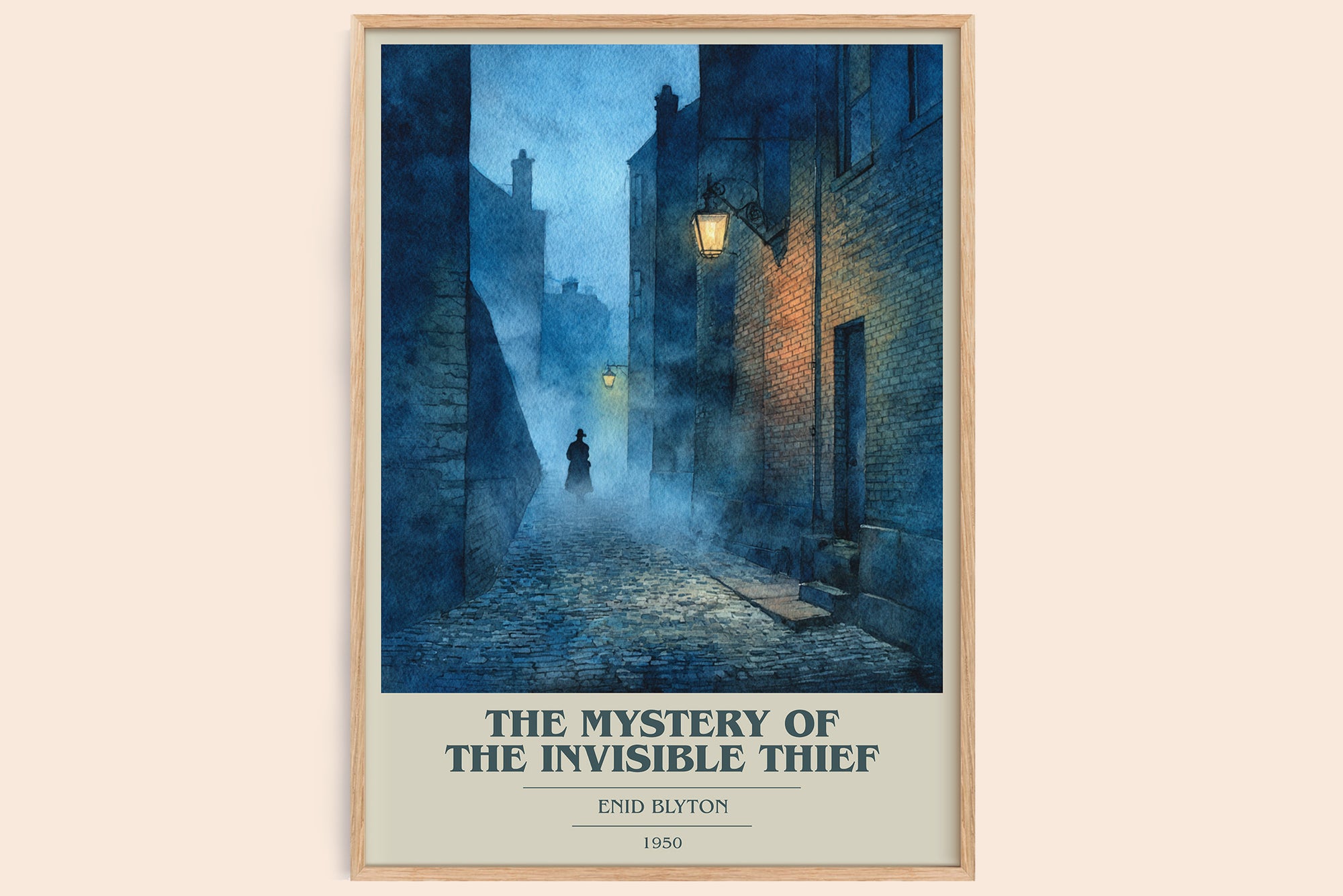 The Mystery of the Invisible Thief book cover book poster by Enid Blyton – framed literary art print