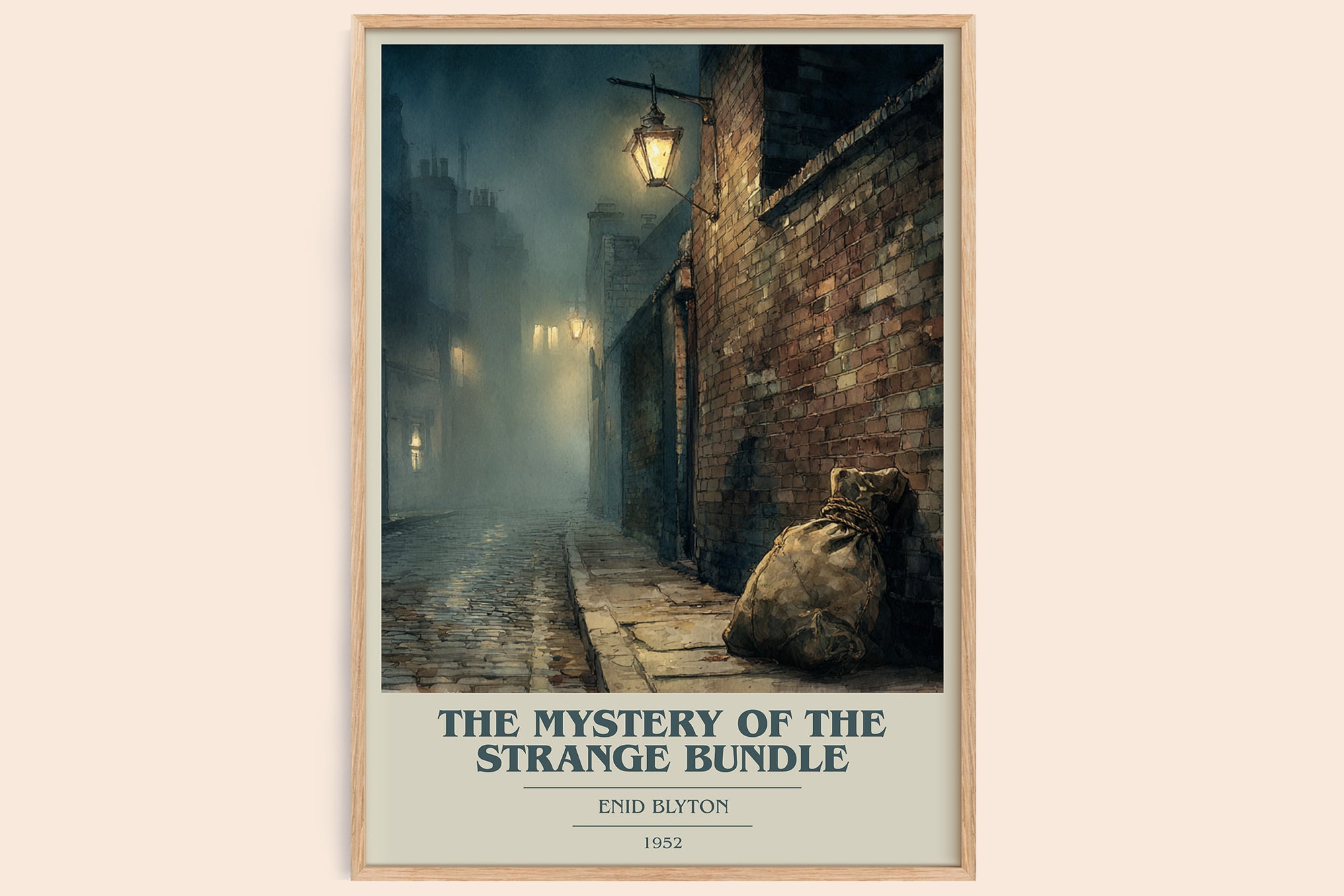 The Mystery of the Strange Bundle book cover book poster by Enid Blyton – framed literary art print