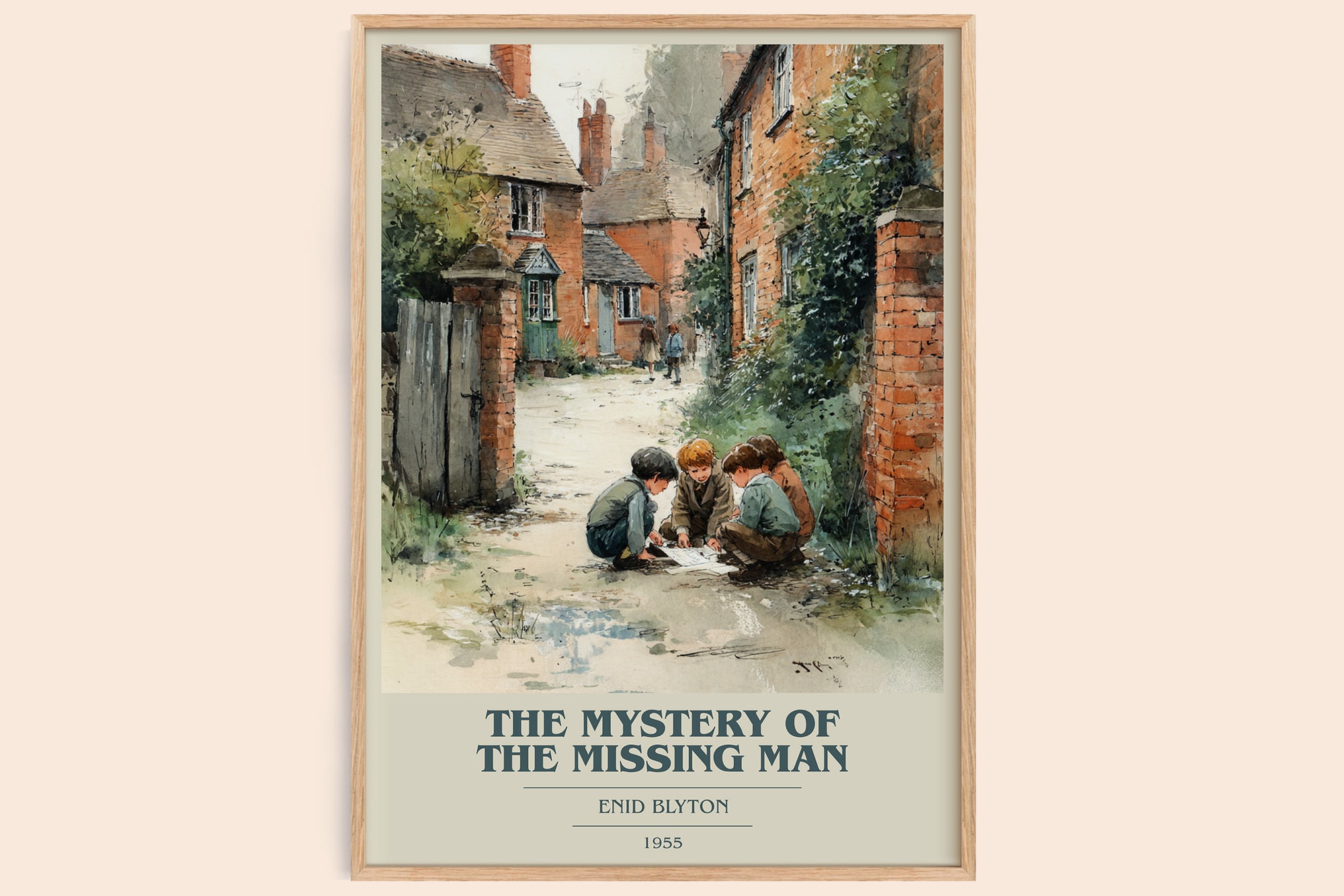 The Mystery Of The Missing Man book cover book poster by Enid Blyton – framed literary art print
