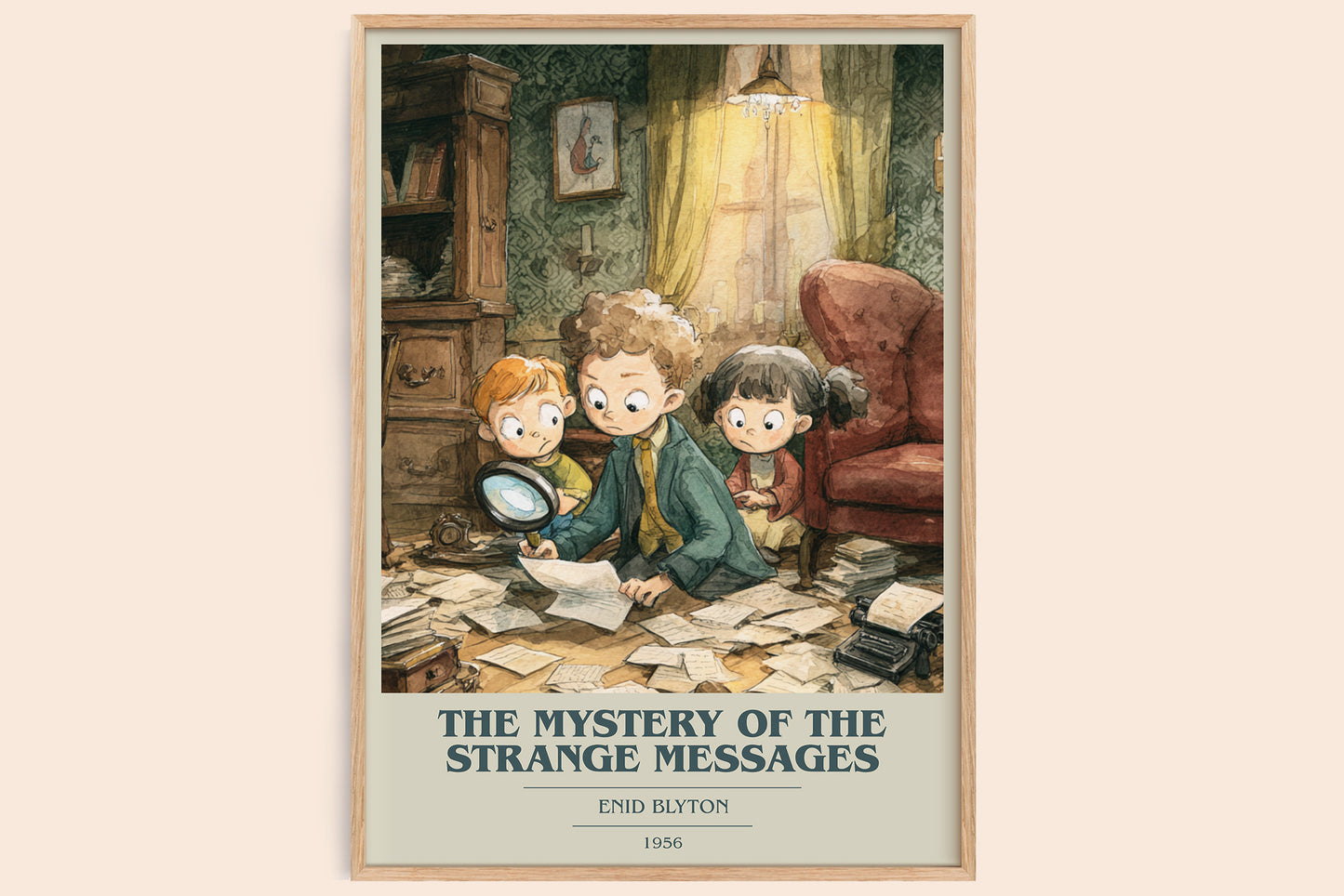 The Mystery of the Strange Messages book cover book poster by Enid Blyton – framed literary art print