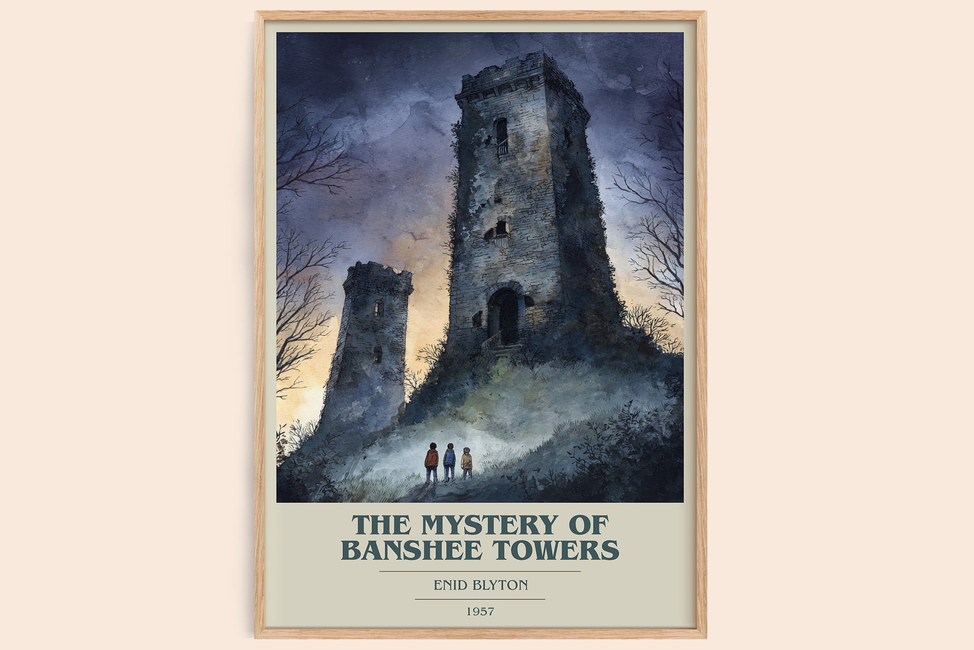 The Mystery Of Banshee Towers book cover book poster by Enid Blyton – framed literary art print